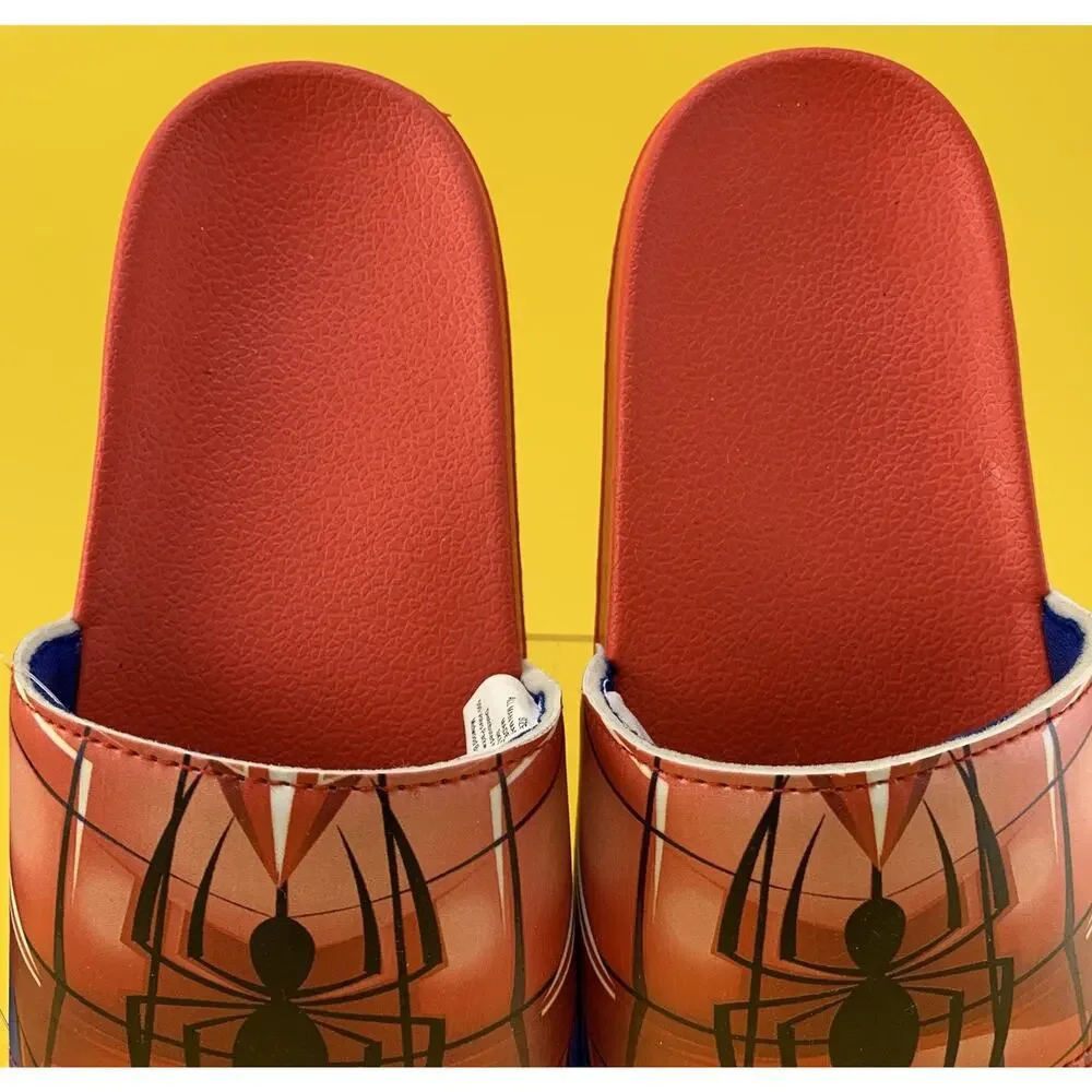 NWT MARVEL SPIDER-MAN SLIDES BEACH SANDALS BOYS YOUTH SHOES SIZE 2 SPIDERMAN